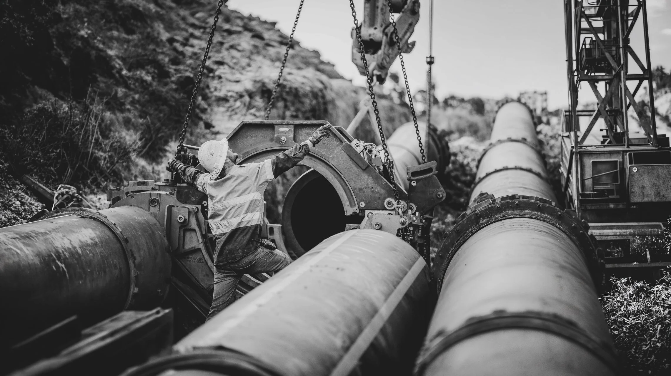 Image of United Plant & Excavations on the job, installing a pipe.