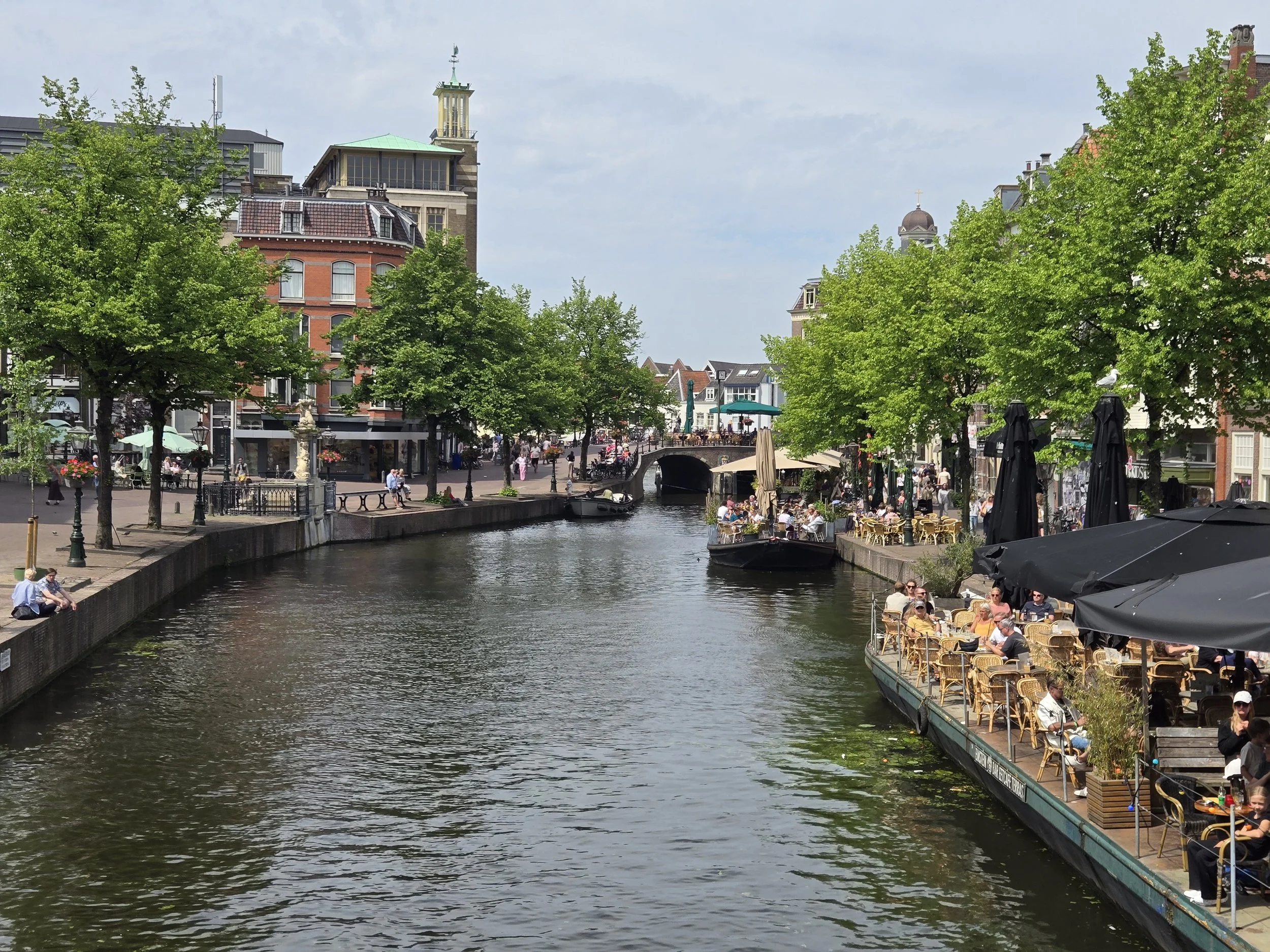 Historic Leiden canal and bridge