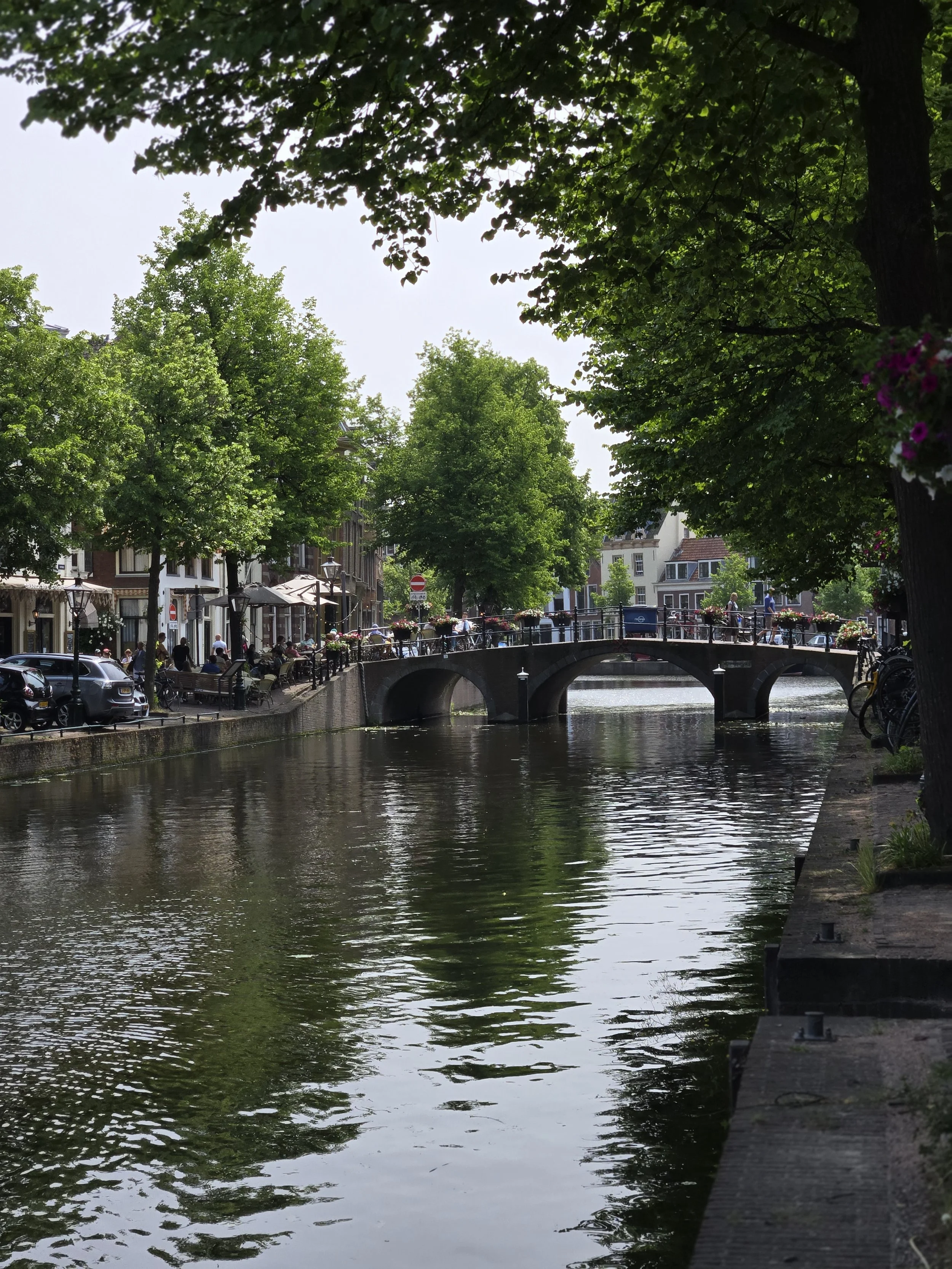 Historic Leiden canal and bridge