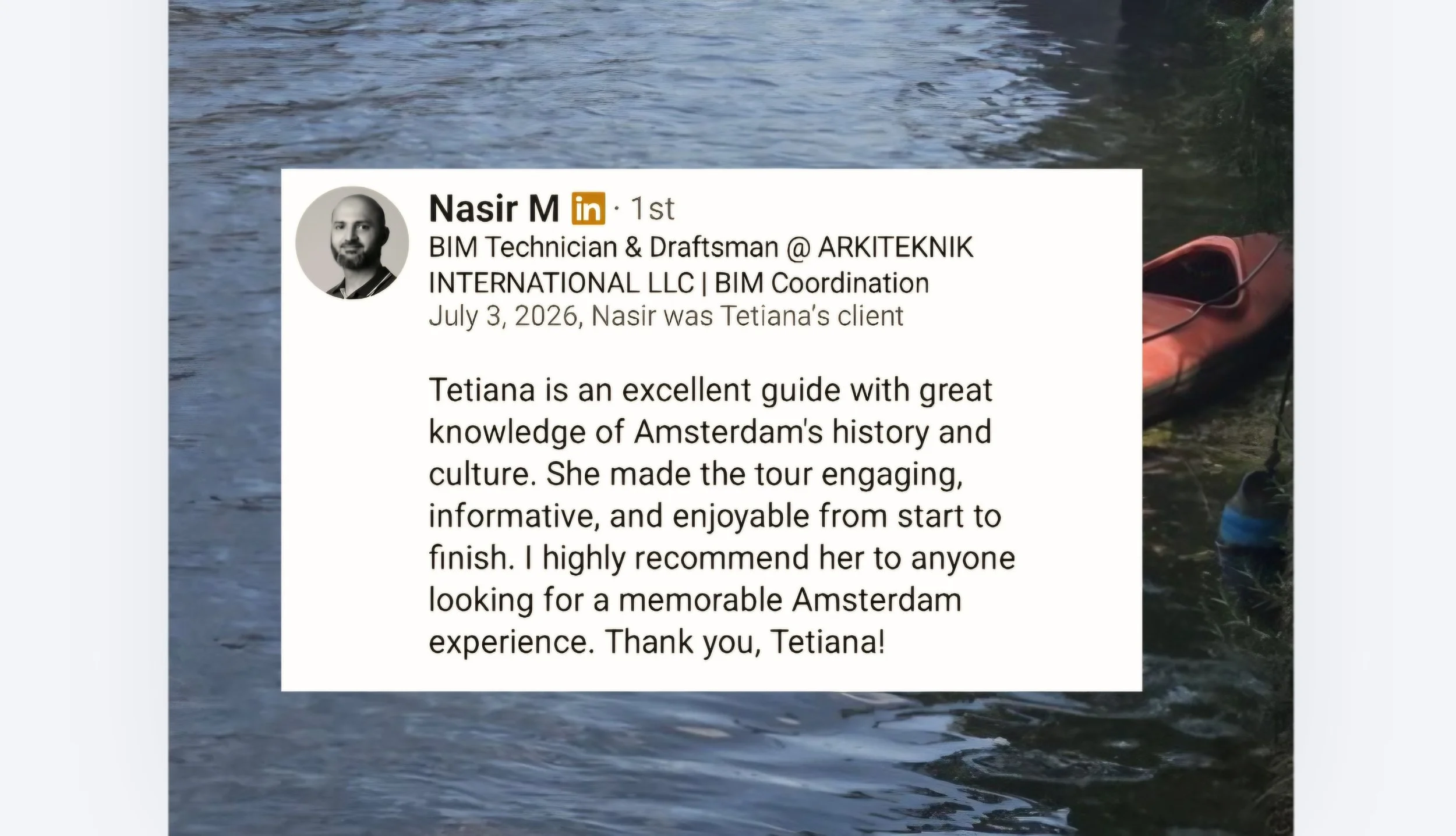 Customer review of the Amsterdam history walking tour by Dutch Story Walks