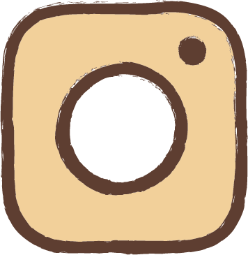 En enkel tegning av en Instagram-ikon, med en beige og brun fargepalett.