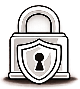 Padlock with a shield symbol in front of it