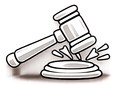 Gavel striking a sound block.