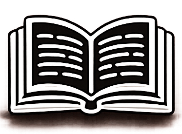 Icon of an open book with horizontal lines representing text