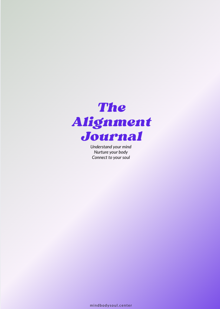 Cover of 'The Alignment Journal' with a gradient background and purple text