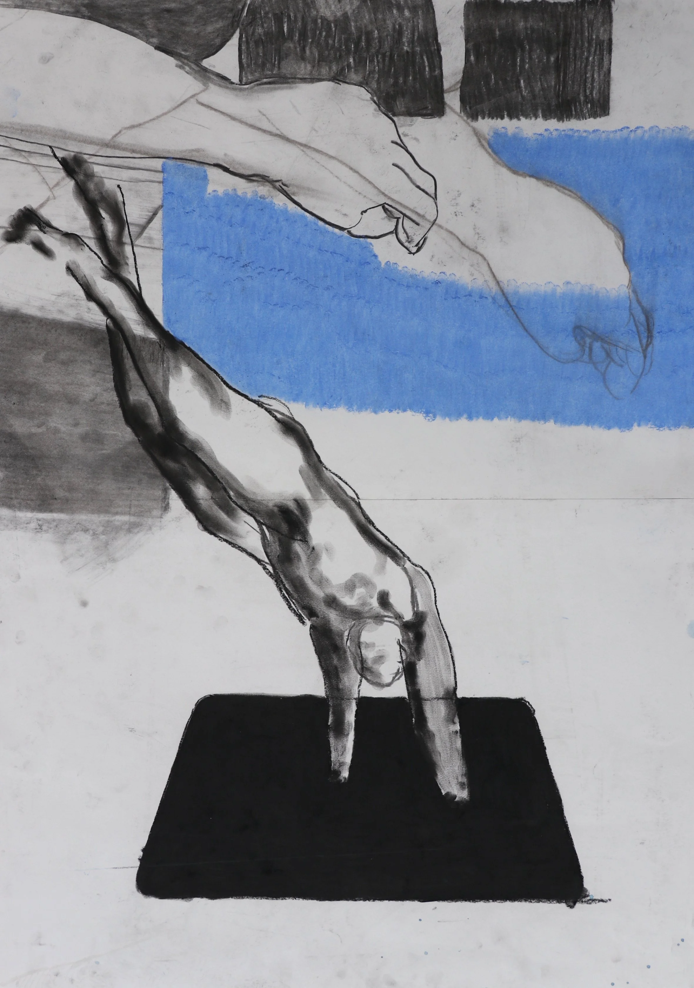 SCHWIMMER   Kohle, Kreide auf Papier   60 cm x 42 cm   2024