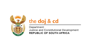 Logo of the Department of Justice and Constitutional Development of South Africa with the emblem and text.