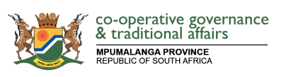 Cooperative governance and traditional affairs emblem with the text 'Mpumalanga Province, Republic of South Africa'