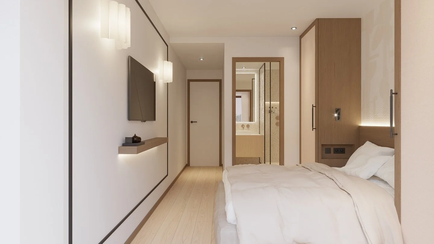Master bedroom for the &ldquo;6 Croisette&rdquo;project, the space is marked by neutral tones creating a soft and warm atmosphere.

&hellip;&hellip;&hellip;&hellip;&hellip;&hellip;&hellip;.

Dormitorio principal para el proyecto &ldquo;6 Croisette&rd