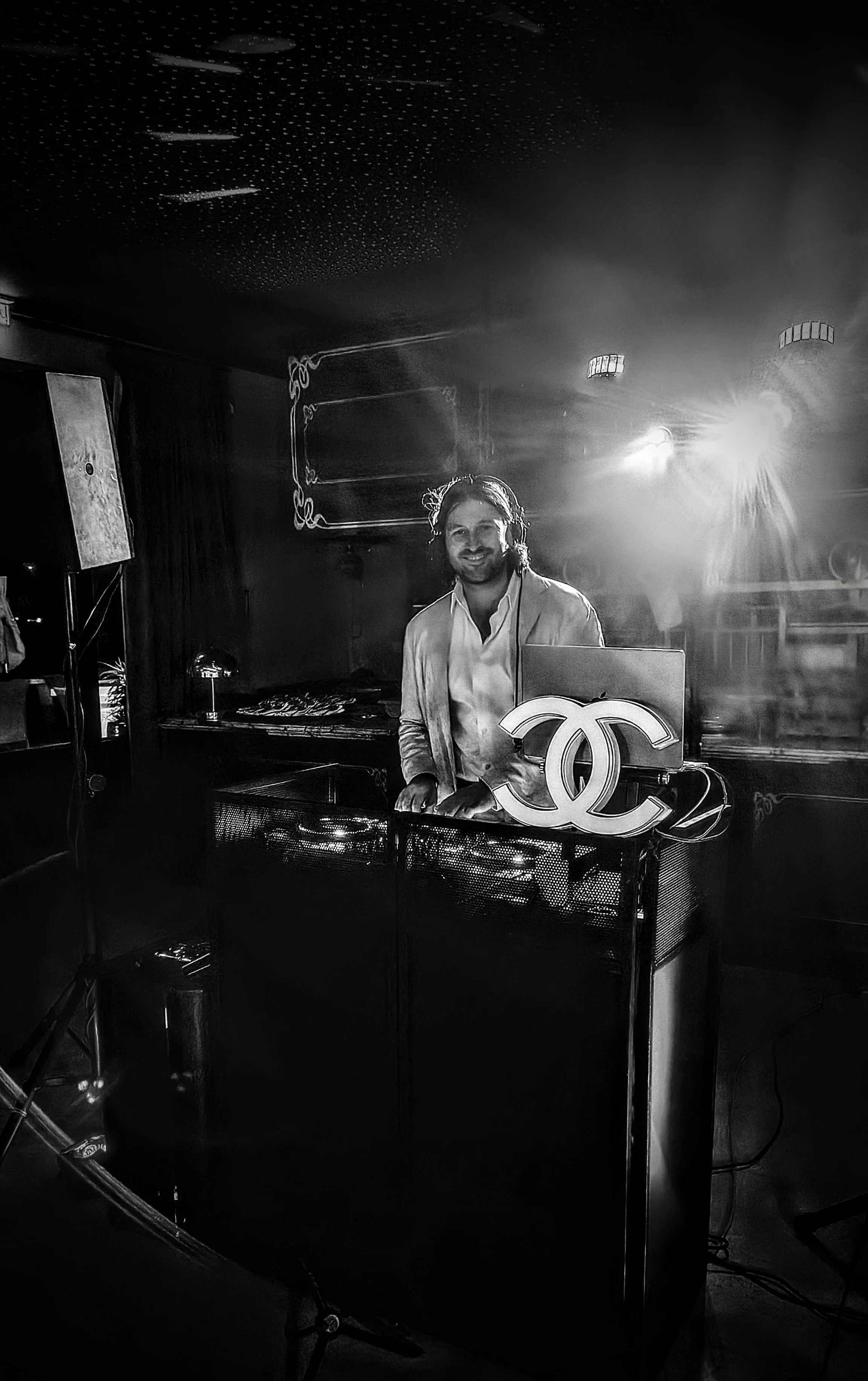 DJ booth set up for Chanel private party