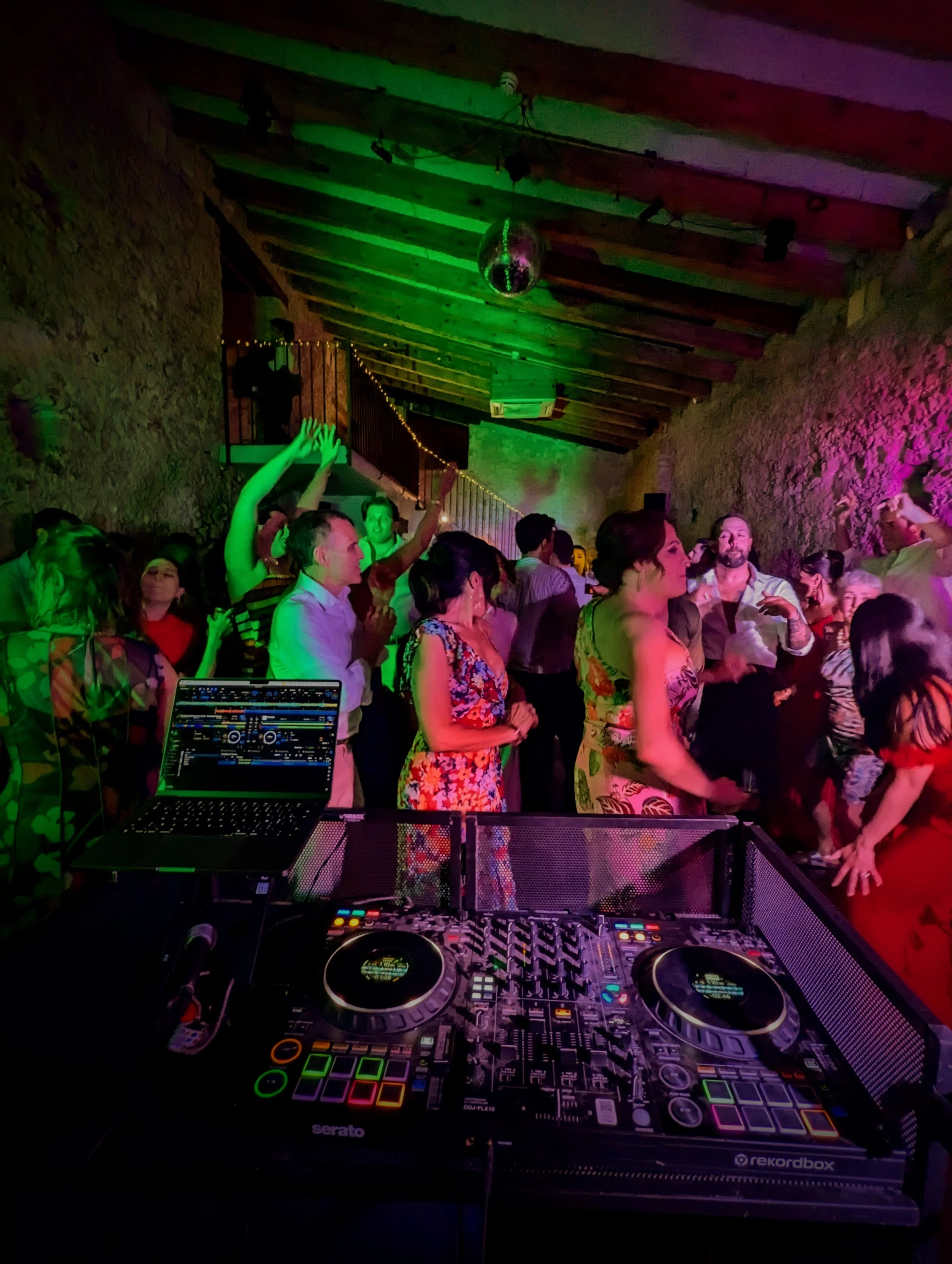 Packed dancefloor destination wedding at Casa Felix, Barcelona, Spain