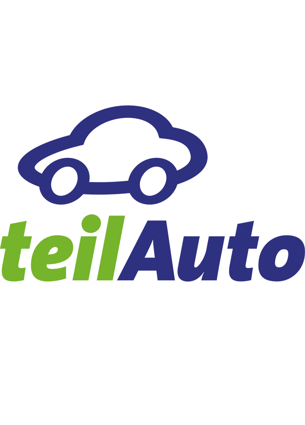 Logo featuring a car outline in blue with a cloud above it, and the text 'teilAuto' in green and blue.