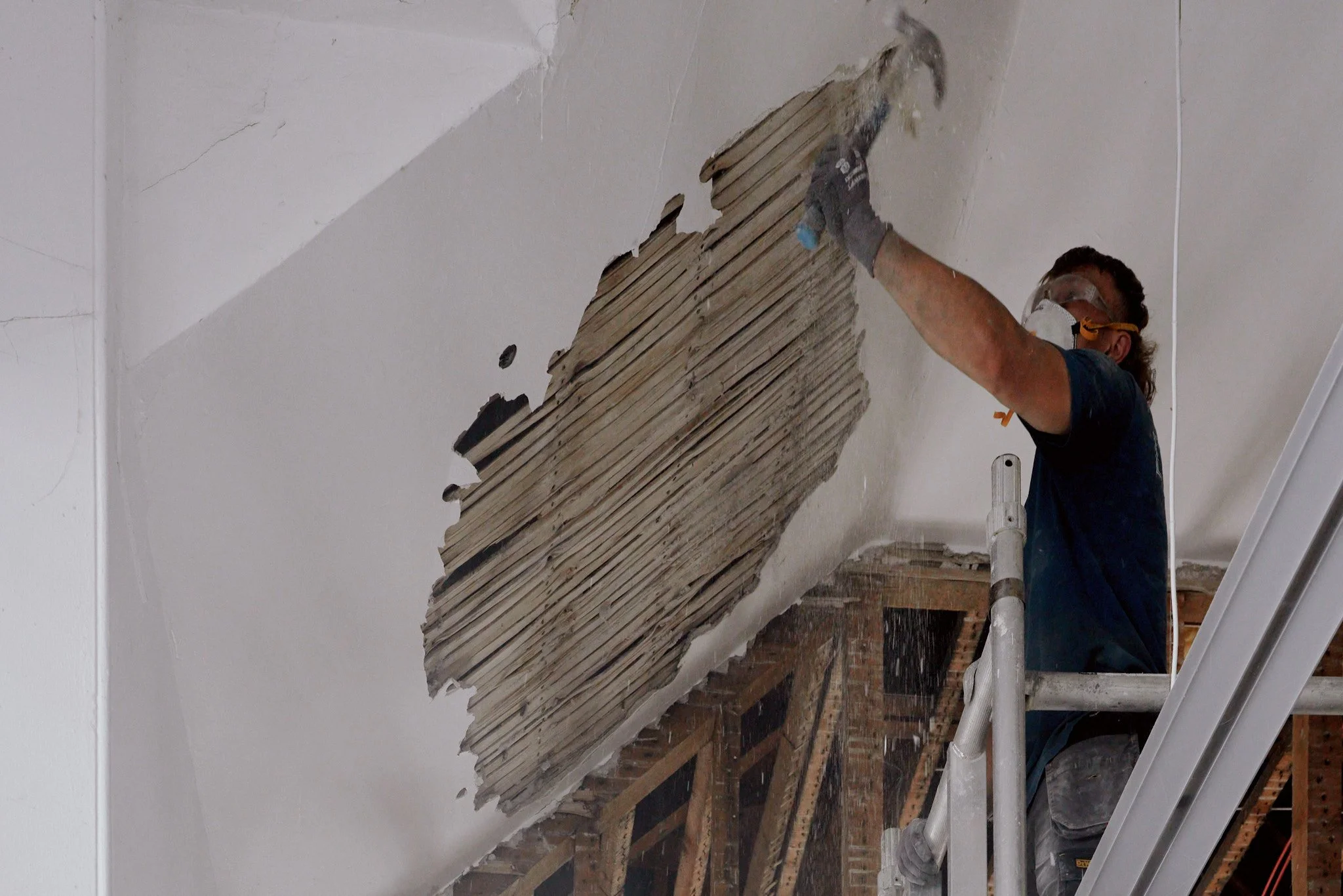 First floor lath and plaster, The Old Art School, Falmouth - Heritage renovation | Berryman Construction