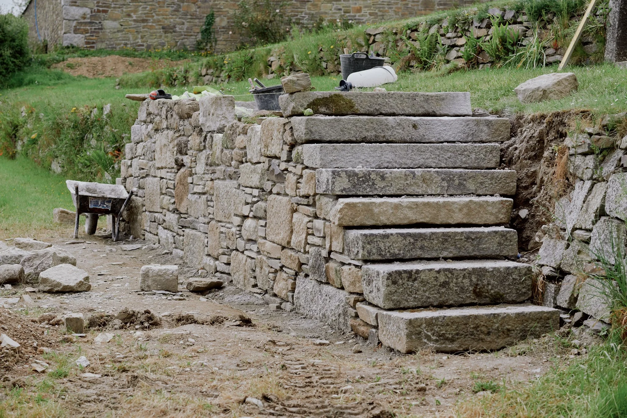 Ongoing drystone wall work | Calamansac