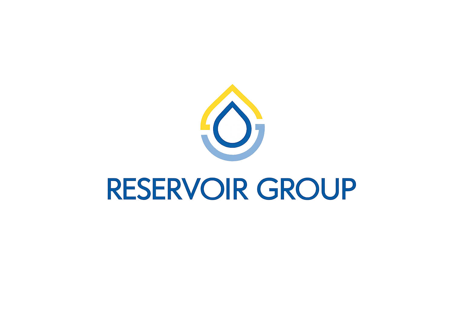 Logo of Reservoir Group featuring a water droplet icon above the company name.