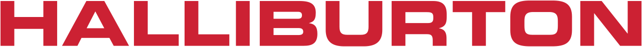 Bold red text spelling 'HALLIBURTON' on a black background.
