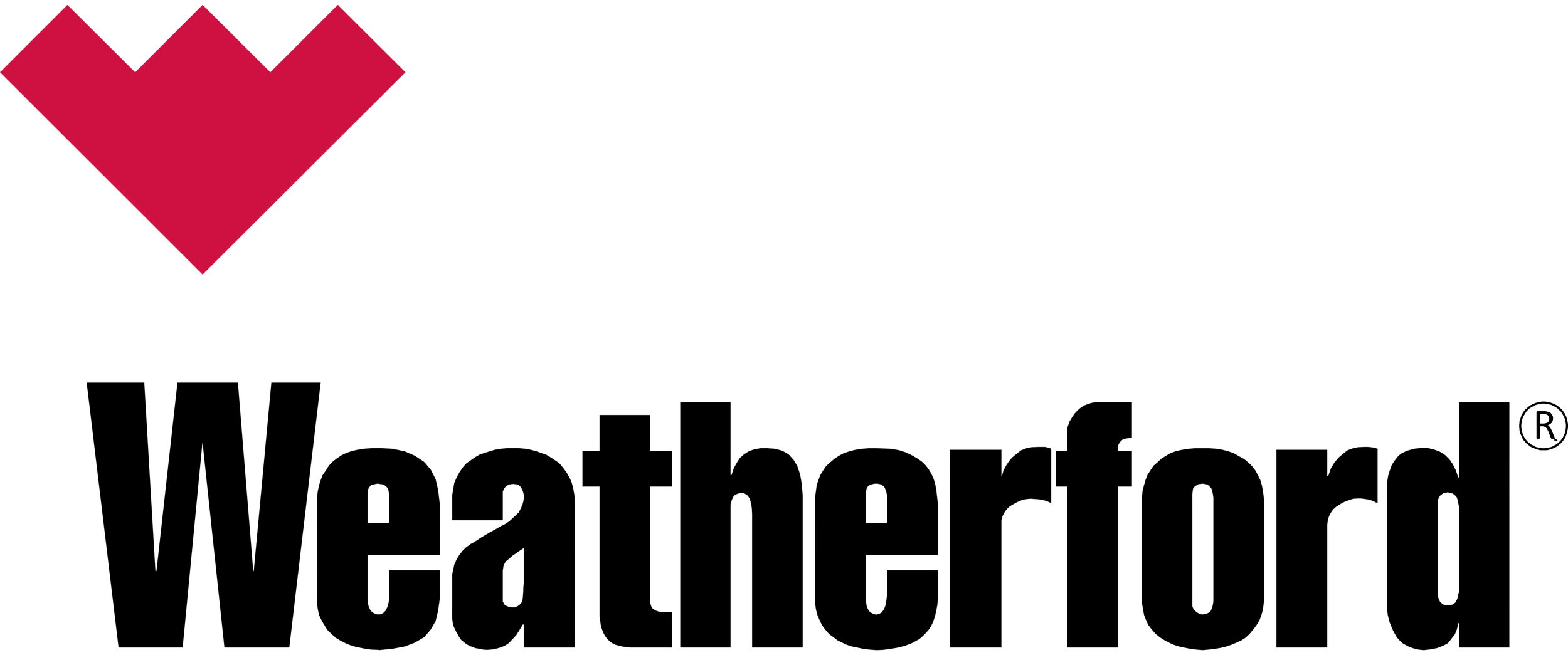 The image features the Weatherford logo with a stylized red 'W' symbol and the word 'Weatherford' written in bold black letters.