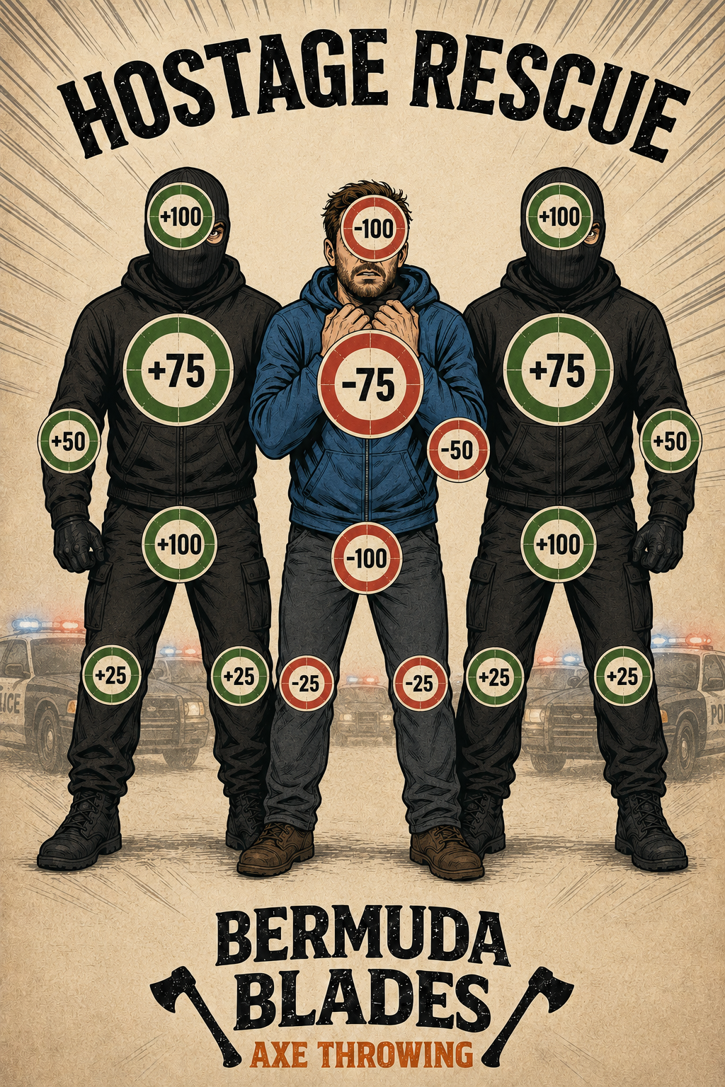Hostage Rescue Axe Throwing Poster Target