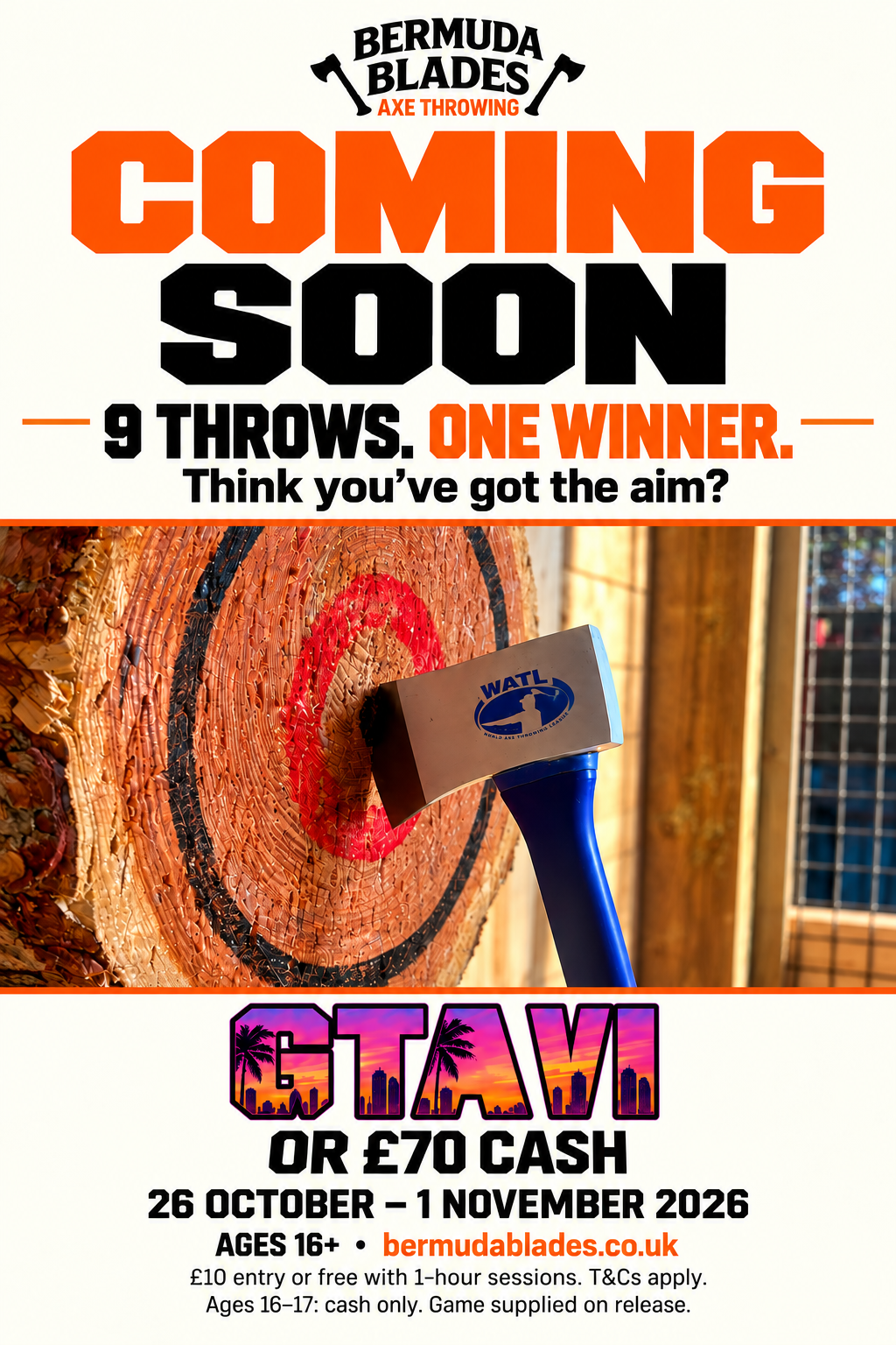 Coming soon: Bermuda Blades Axe Throwing Skill Competition, 26 October to 1 November 2026