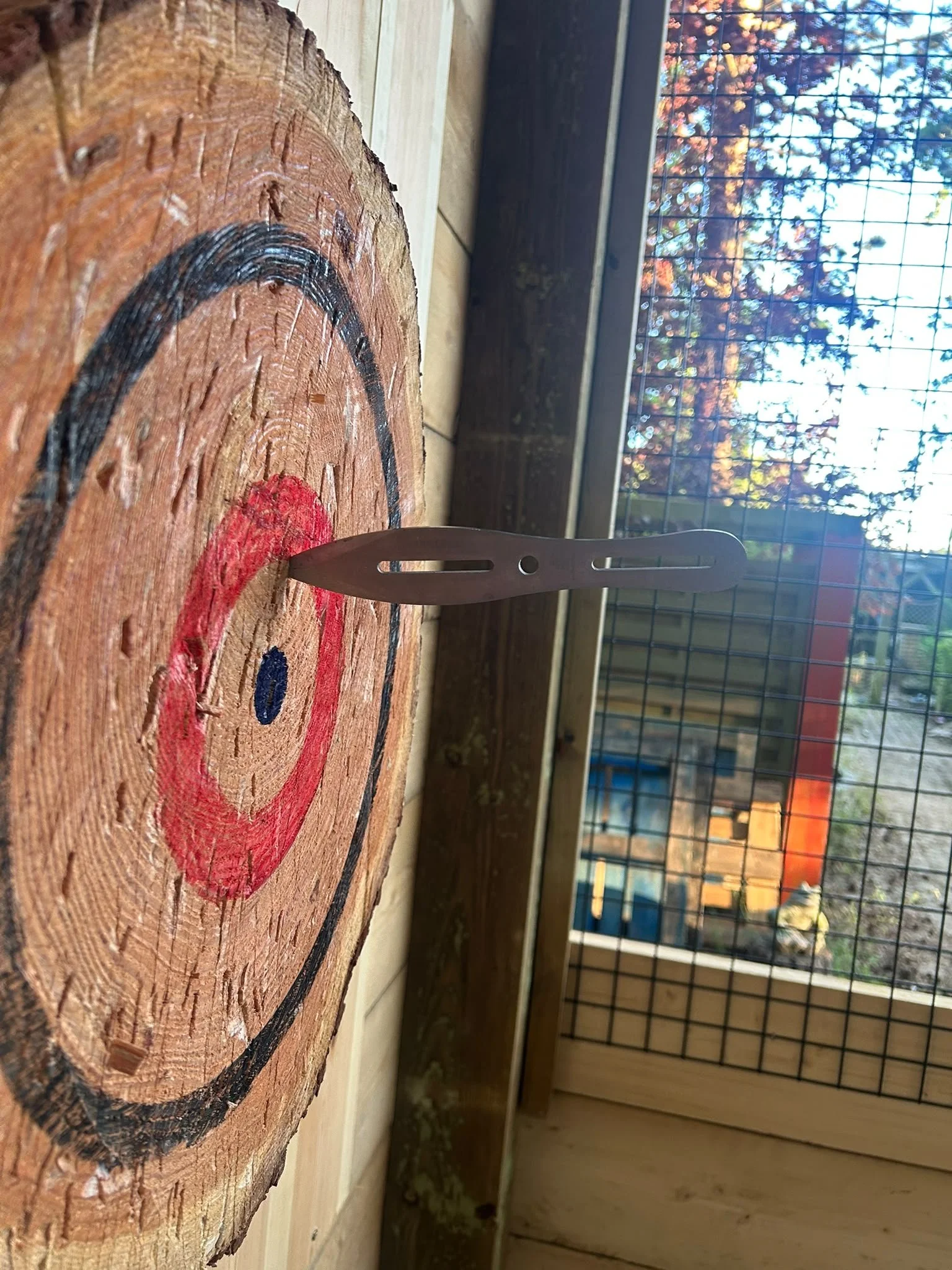 Knife hitting target at Bermuda Blades Henlow