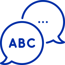 Dos globos de diálogo, uno con 'ABC' y puntos suspensivos.