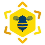 Illustration of a bee inside a honeycomb pattern with leaf accents. Part of the NECTAR study Improving dental care pathways for children