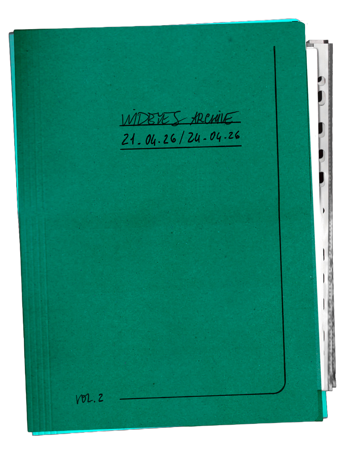Copertina di un archivio con scritto "Libraries Archive" e le date 21.04.26 e 24.04.26, con annotazioni a mano e in colore nero.