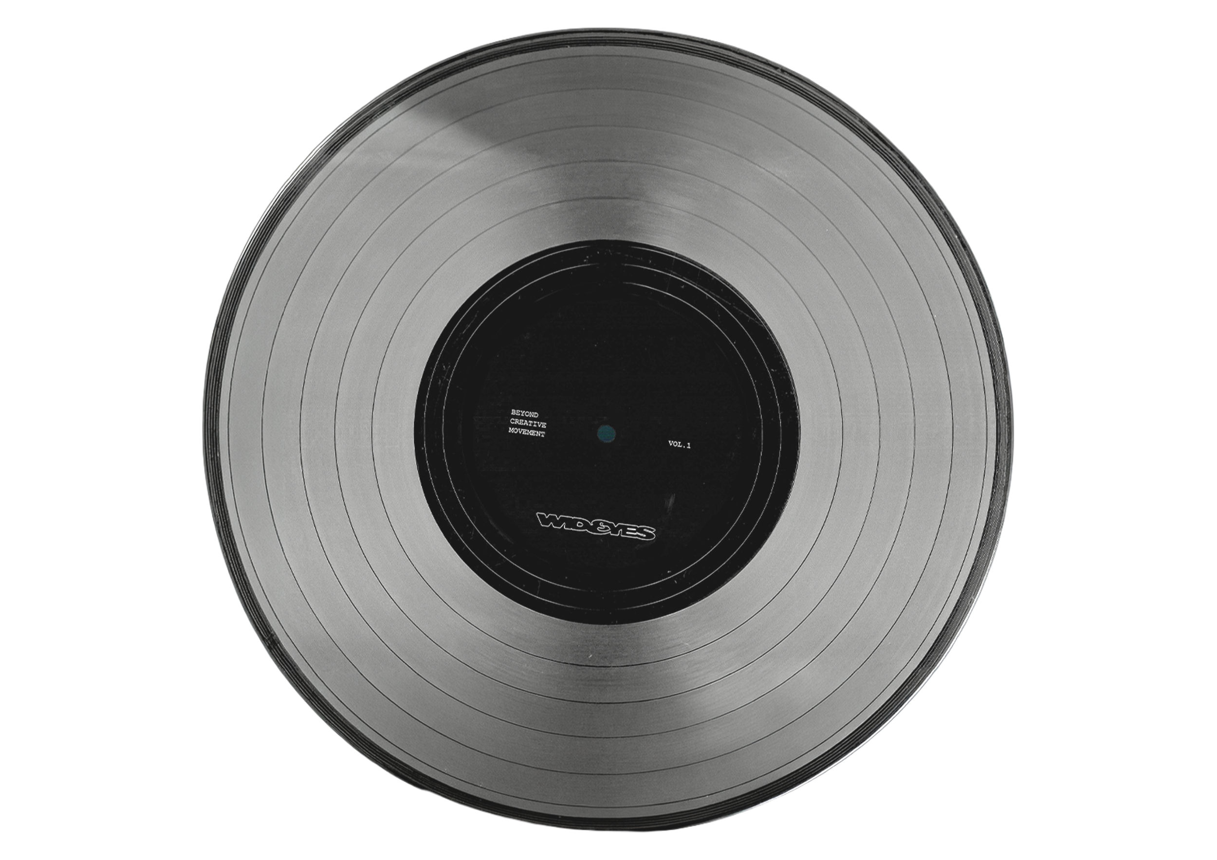 Vinile con etichetta nera e testo bianco, scritto 'Beyond Creative Movement Vol. 1'