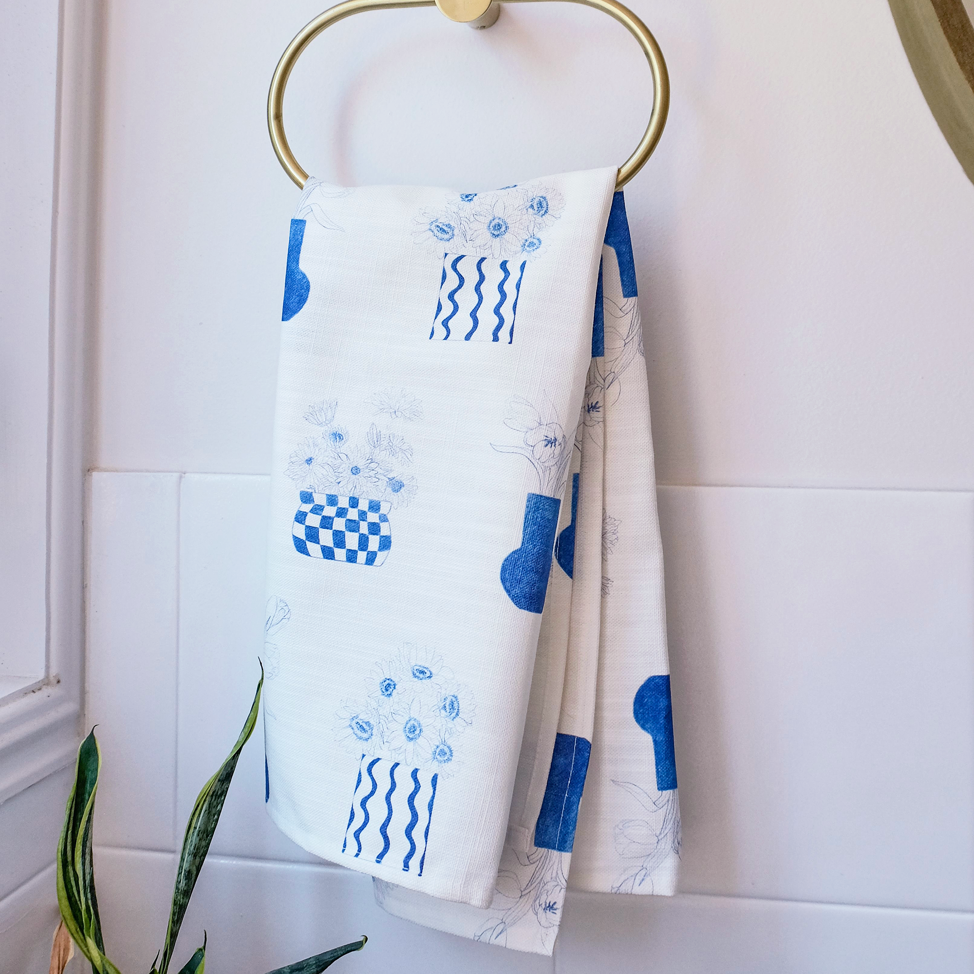 Blue Vases Tea Towel