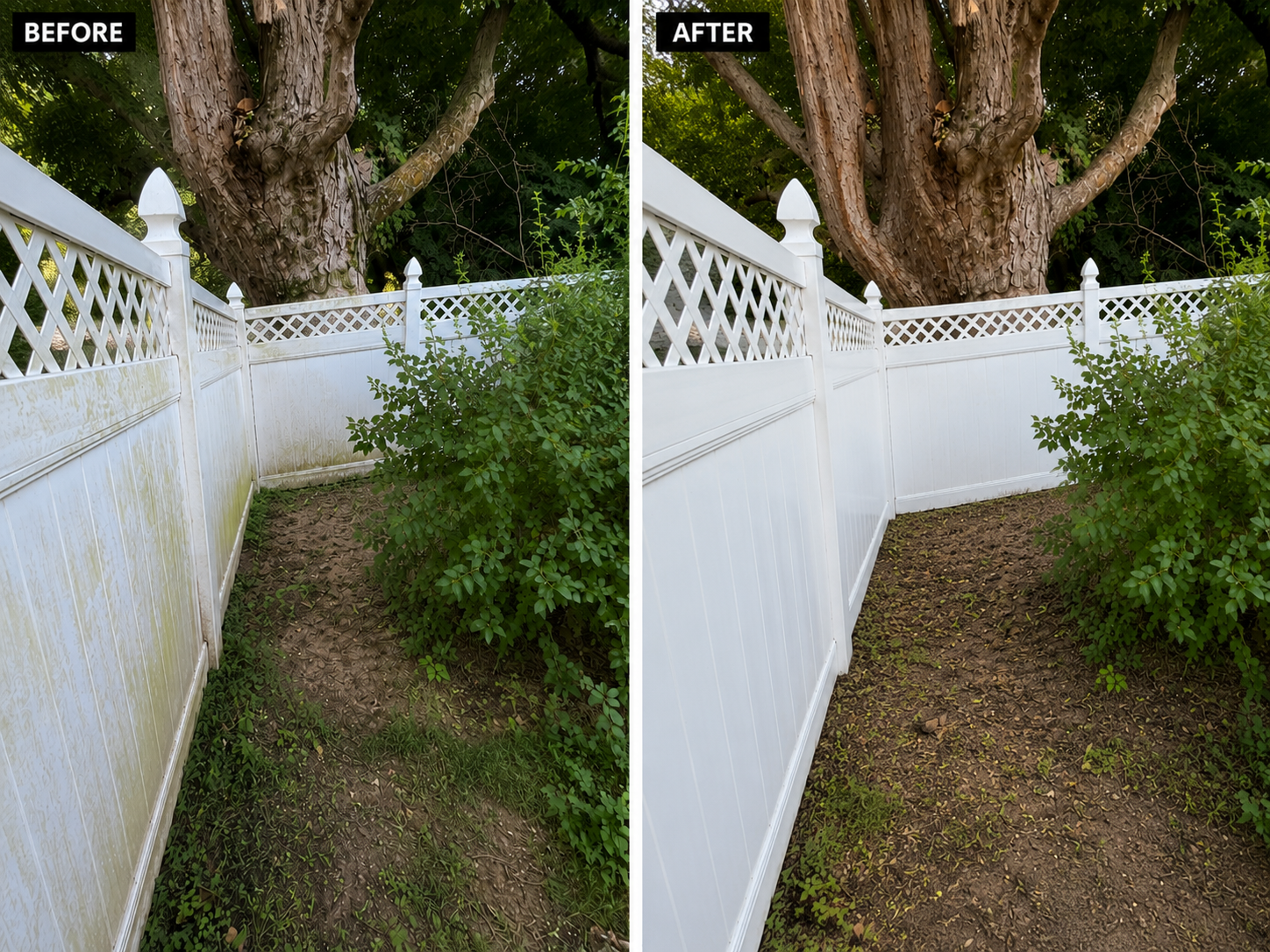 Vinyl fence cleaning by   Red Helmet Power Washing in Pikesville, Maryland.