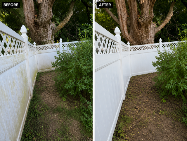 Vinyl fence cleaning in Pikesville, MD by Red Helmet Power Washing