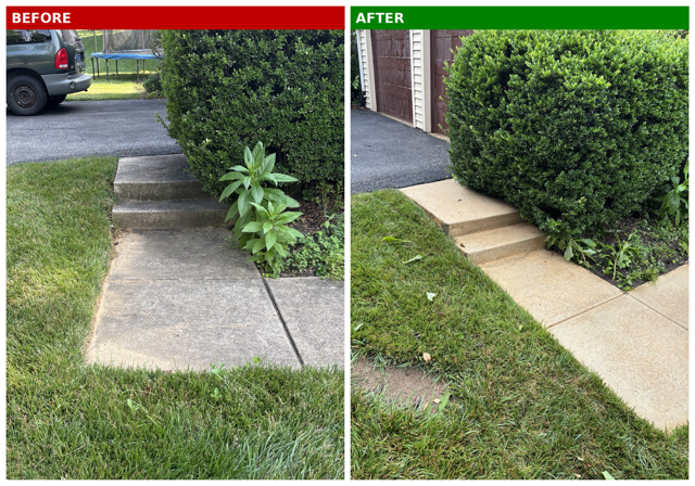 Sidewalk restoration in Timonium, MD by  Red Helmet Power Washing.