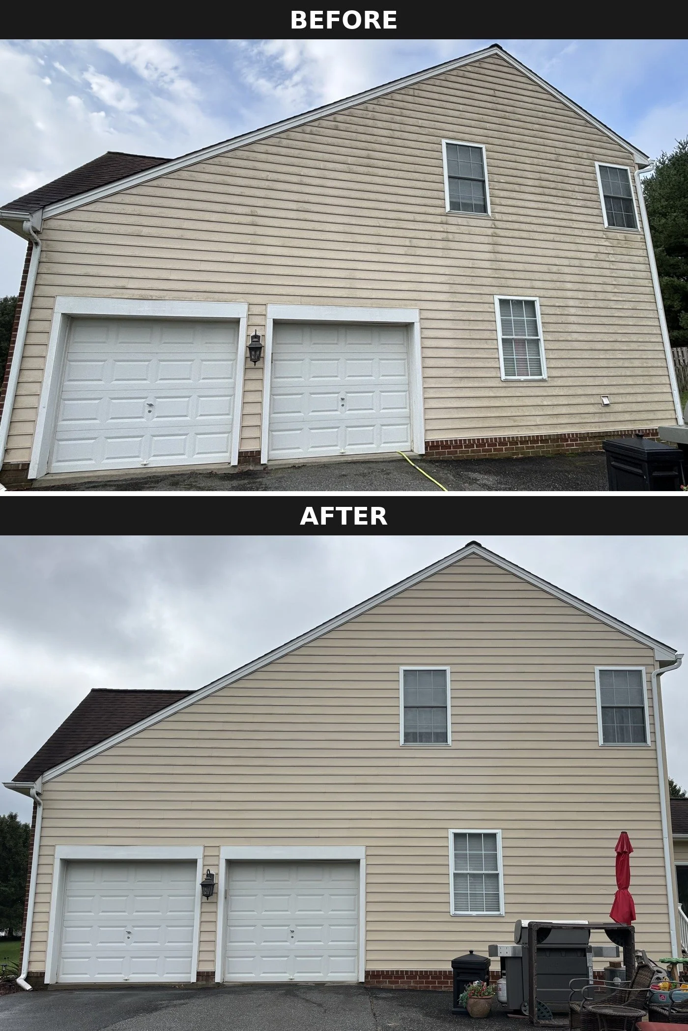 House soft washing in Baltimore County by Red Helmet Power Washing 