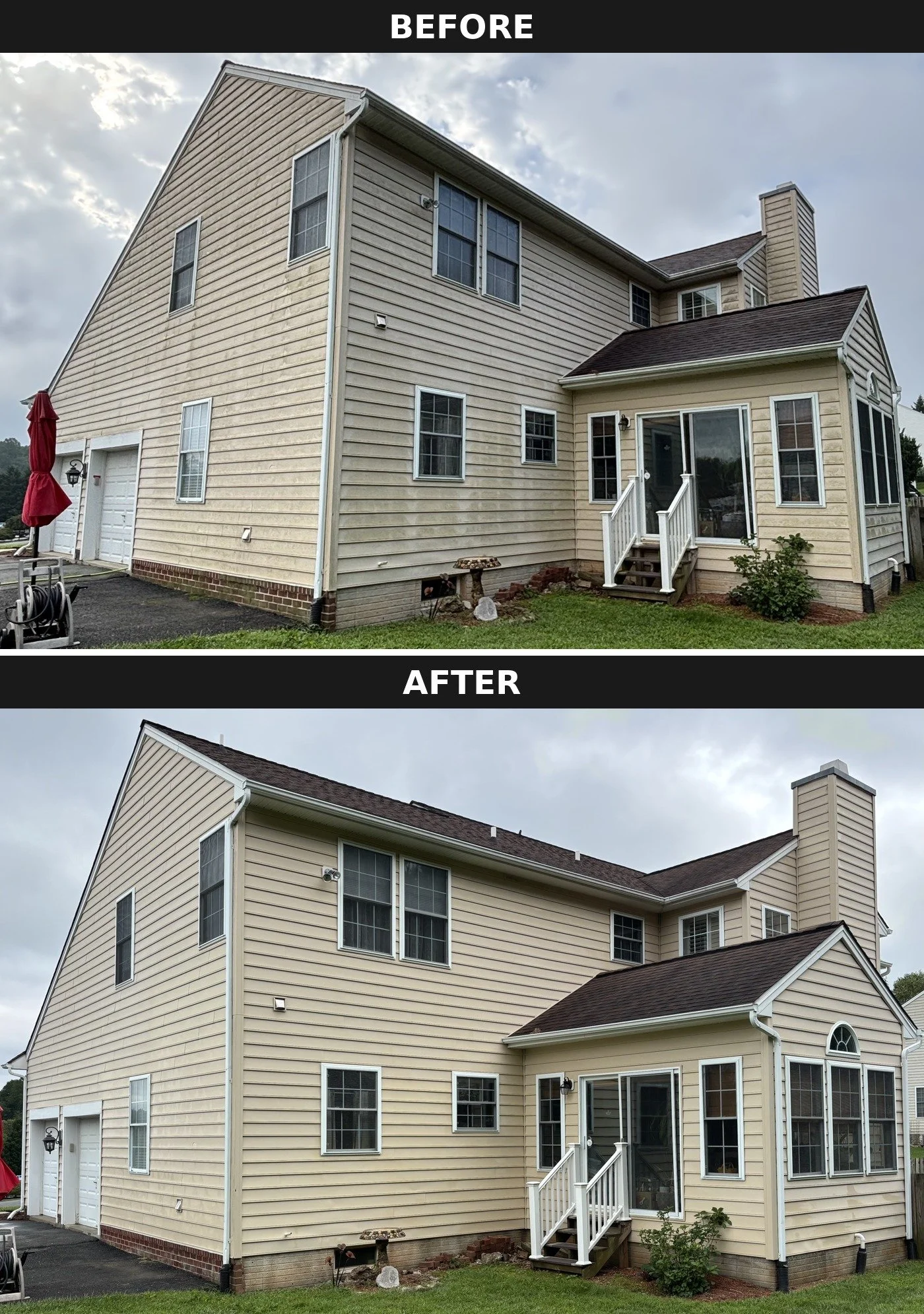 House soft washing in Baltimore County by Red Helmet Power Washing 