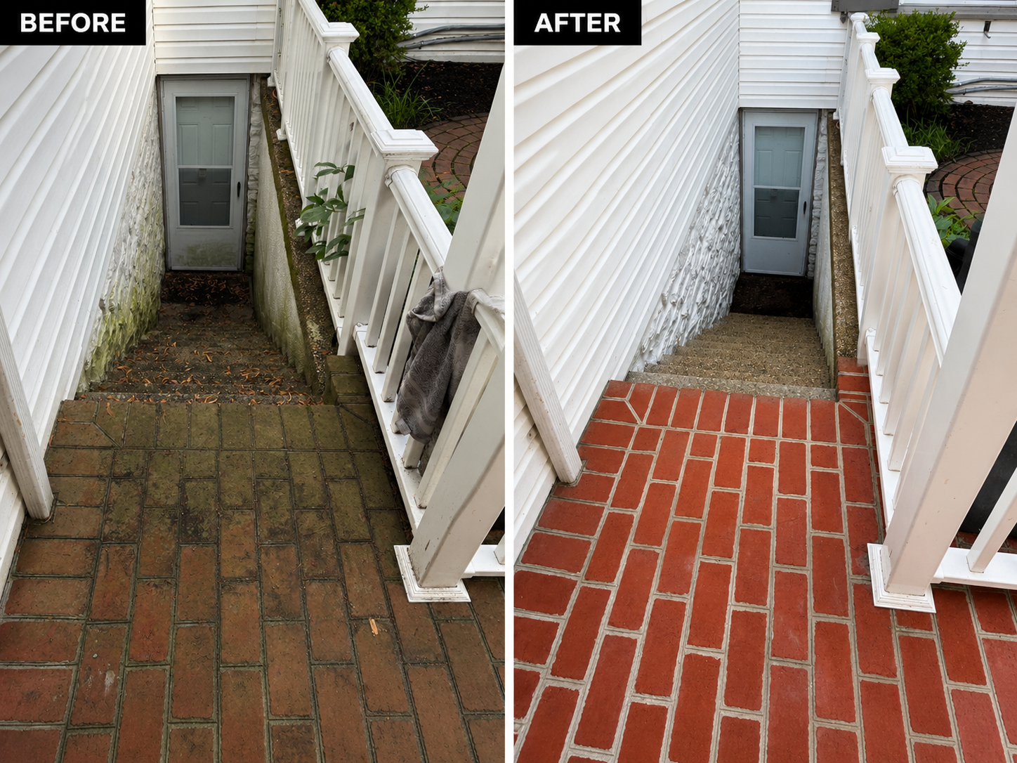 Basement stairwell cleaning by Red Helmet Power Washing in Pikesville