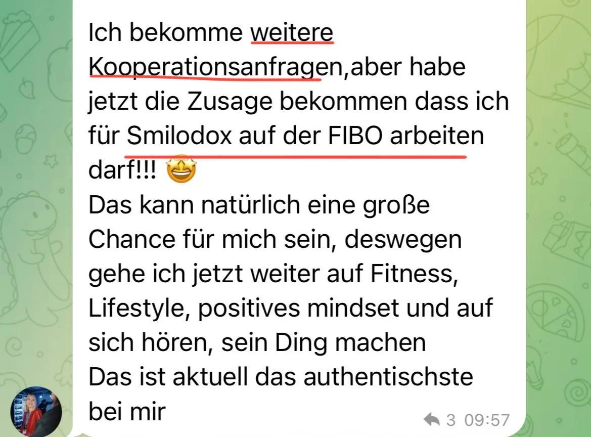 Testimonial über erste Kooperationsanfragen und neue Chancen im Fitness- und Lifestyle-Bereich durch Social Media