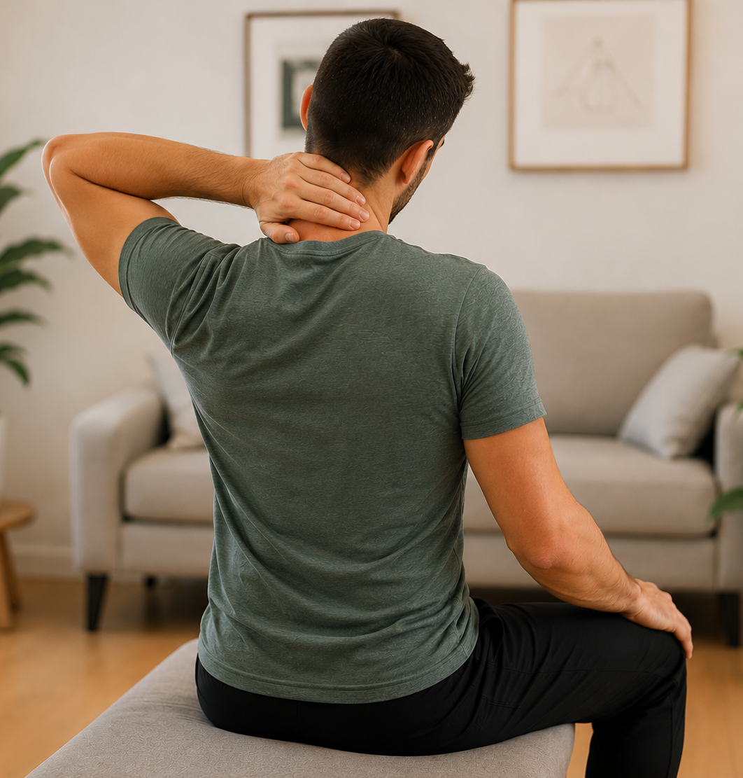 man with neck pain