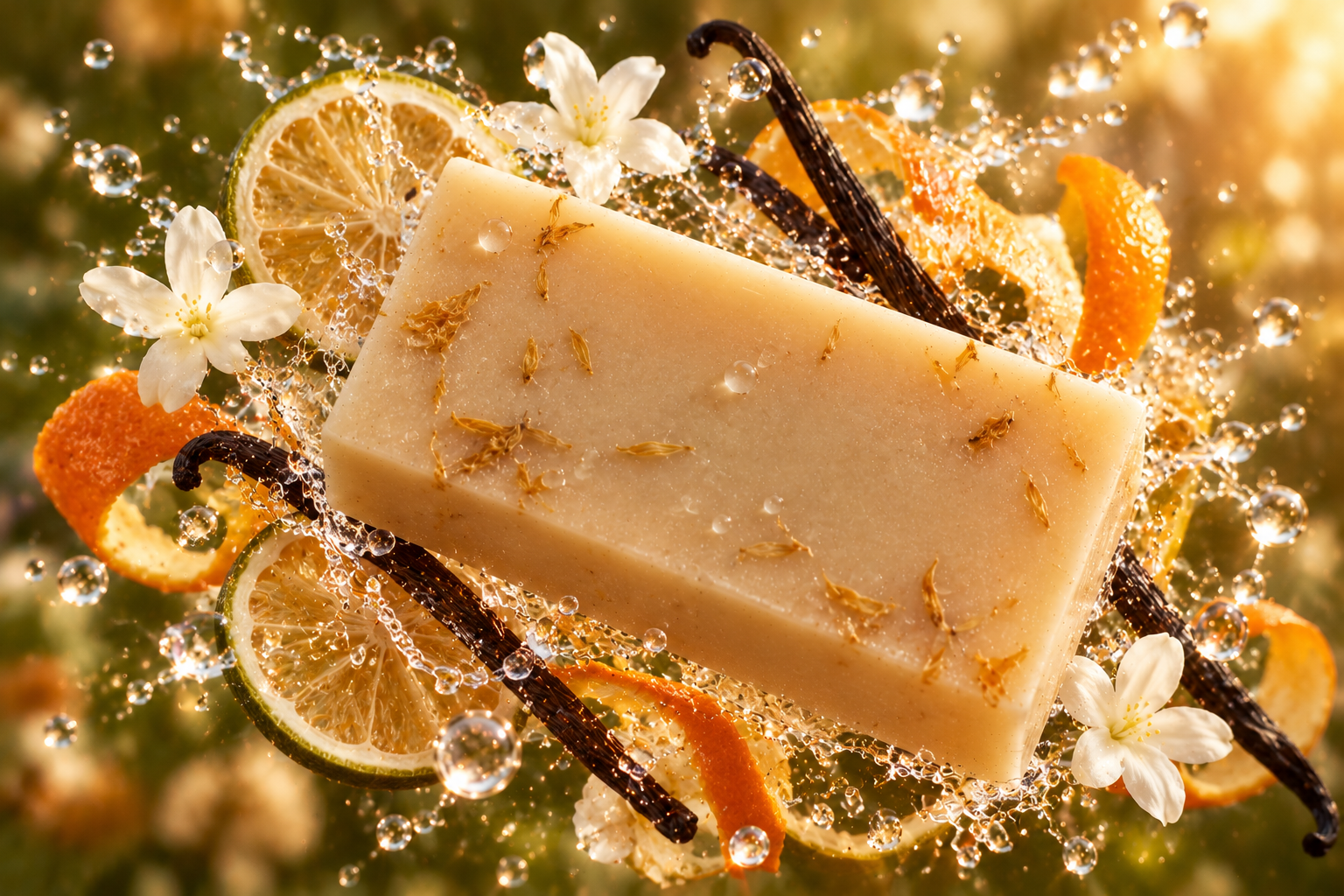 Luxe Vanille-Citruszeep in Gouden Waterspatten.png