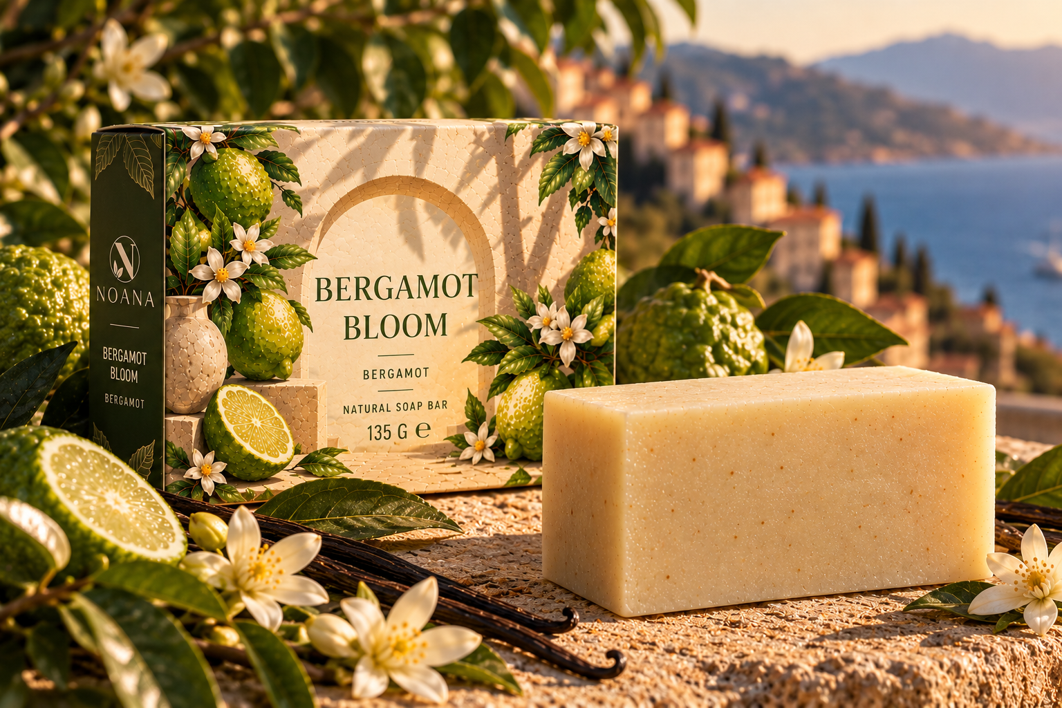 Bergamot Bloom op zonnige kuststeen.png