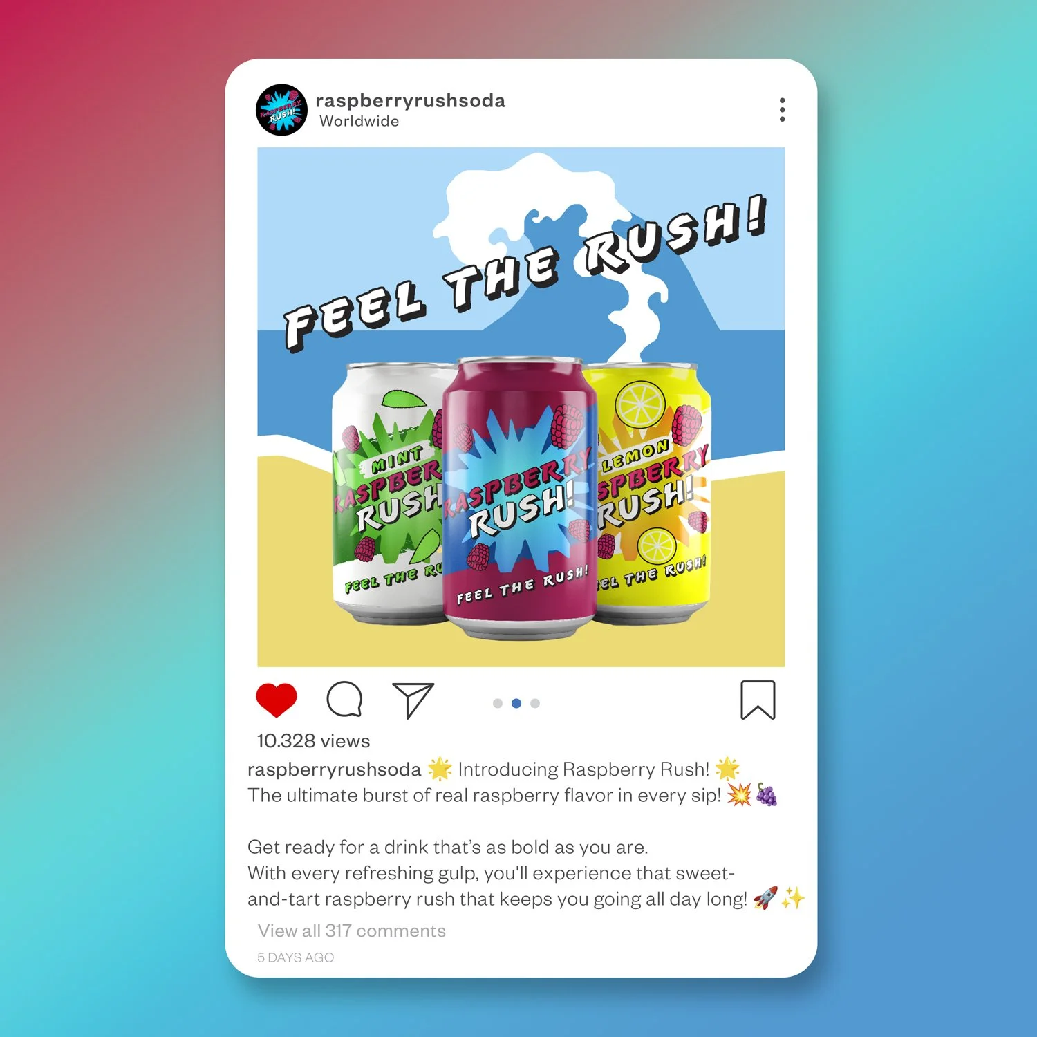 Raspberry Rush Soda Brand Instagram Mockup