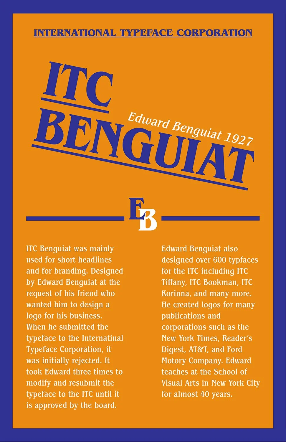 ITC Benguiat Typeface Poster
