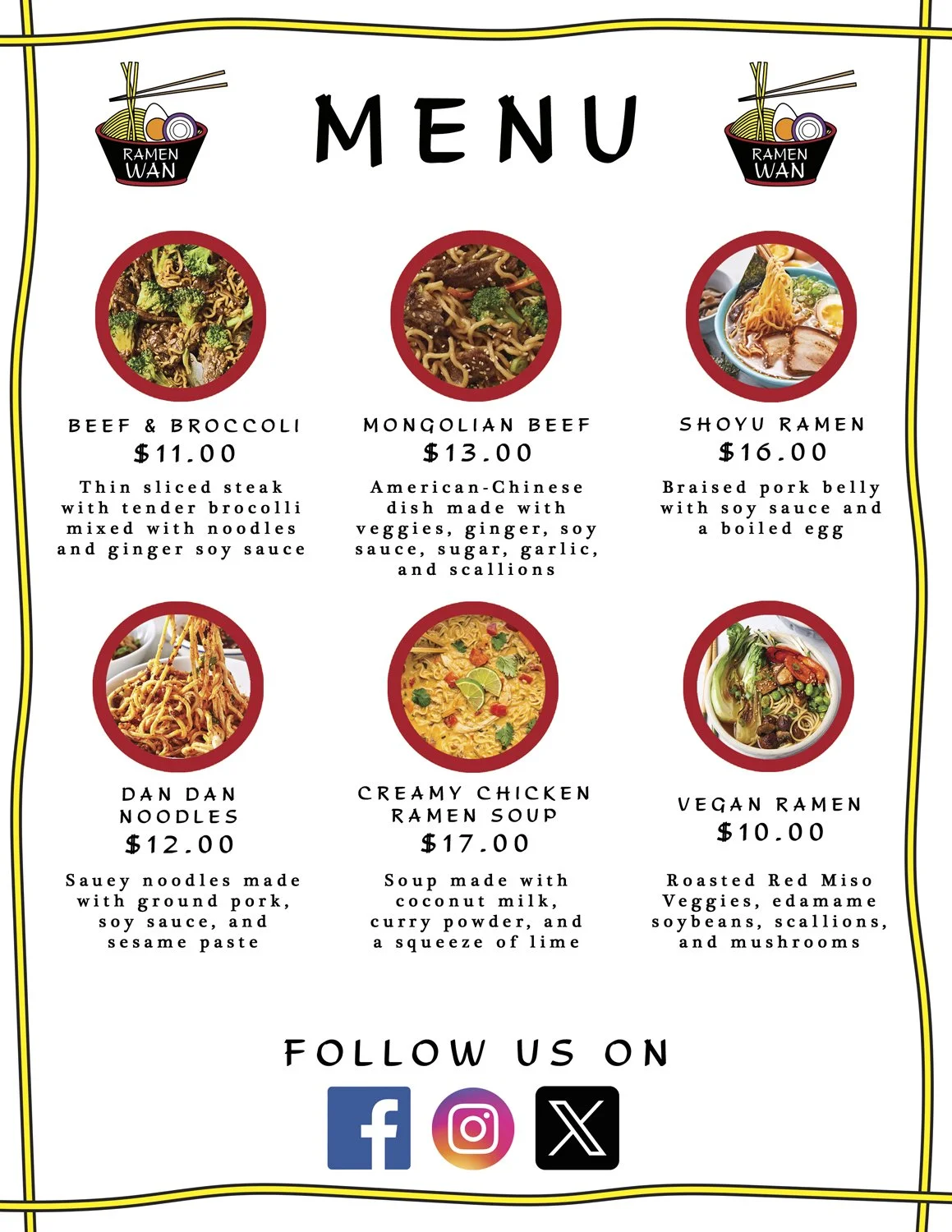 Ramen Wan Menu