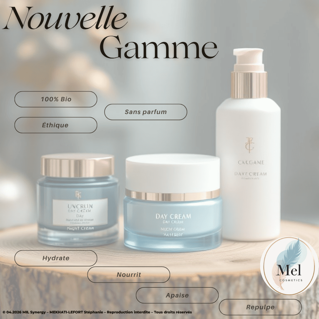 Support visuel pour un post cosmétique. Fait via Canva par Mme MEKHATI-LEFORT Stéphanie dirigeante de MIL Synergy