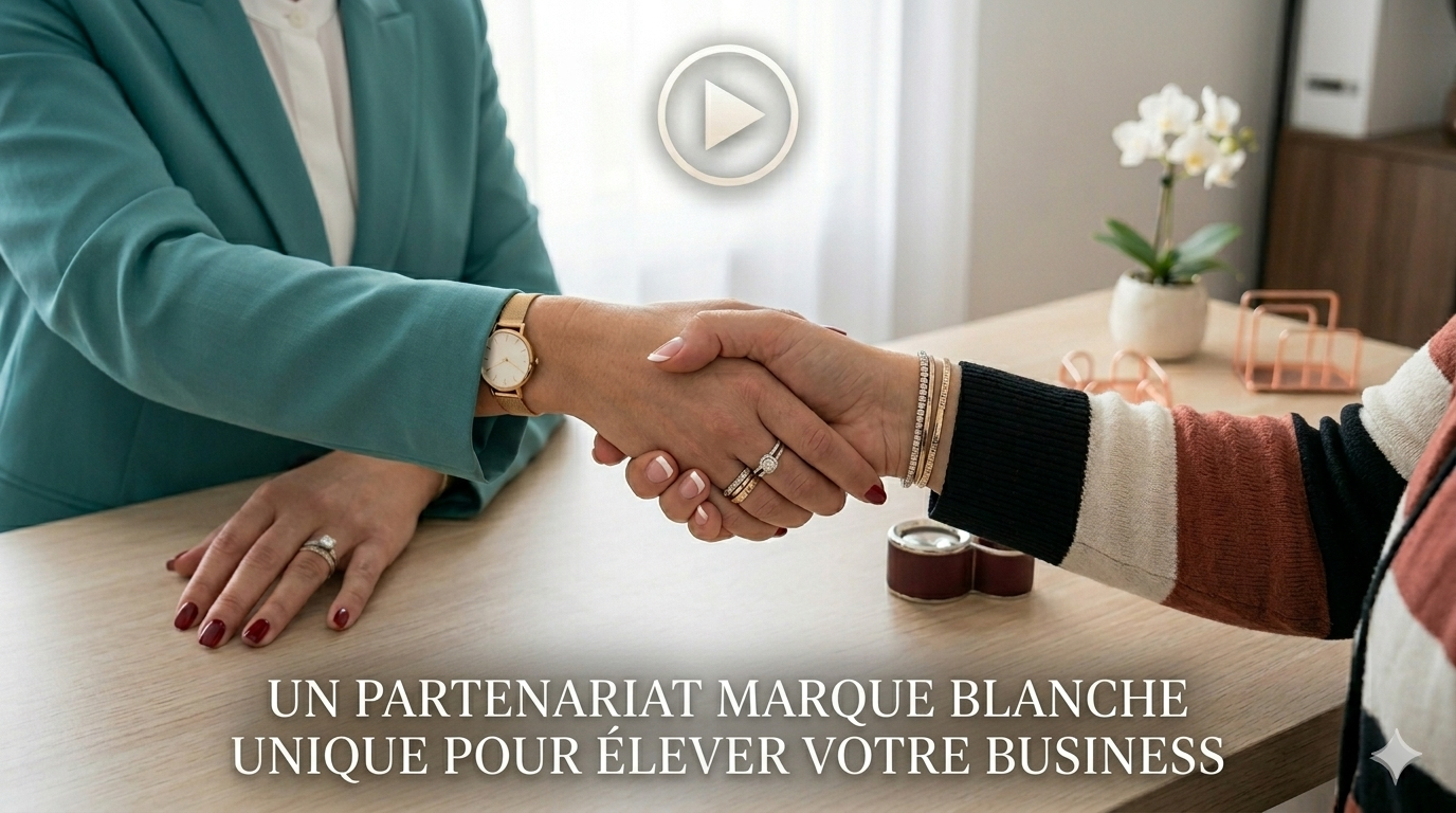 On voit le bureau de MIL Synergy et une franche poignée de main entre Stéphanie MEKHATI-LEFORT et sa nouvelle partenaires.