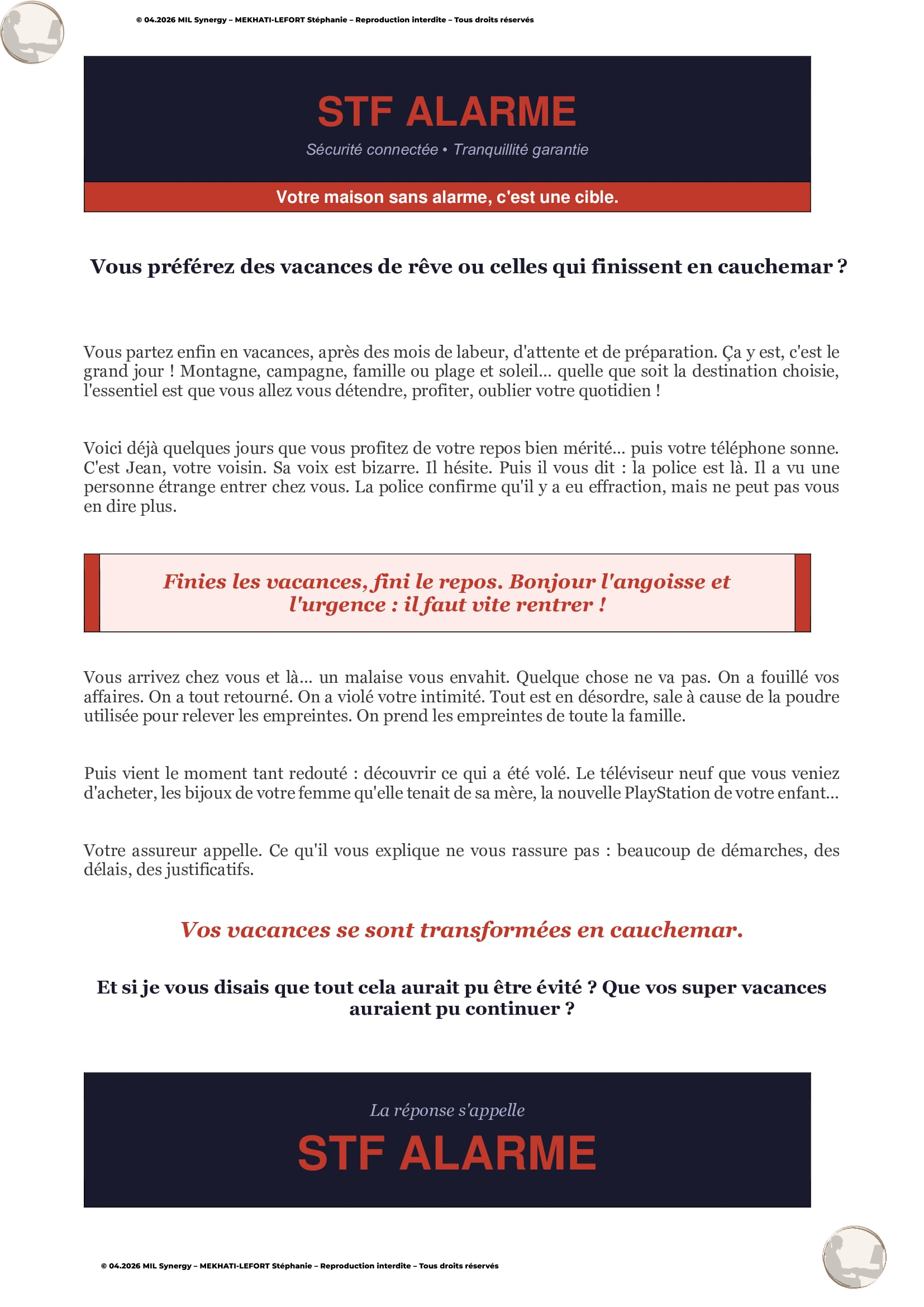 Portfolio : Storytteling, Page 1. Par Stéphanie MEKHATI-LEFORT, dirigeante de MIL Synergy, Copywritrice certifiée.