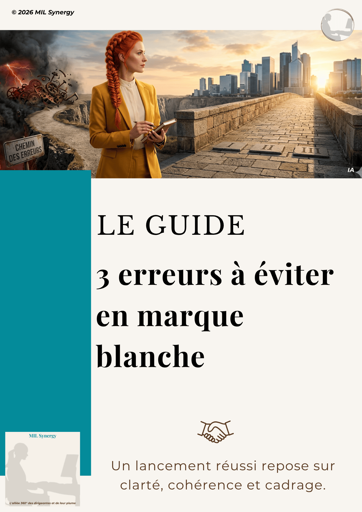 MIL synergy nous présente la couverture du Guide des 3 erreurs à éviter en marque blanche, écrit par Stéphanie MEKHATI-LEFORT