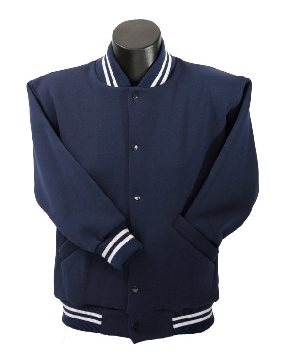 Fleecy Press Button Bomber Jacket Stripe Trim