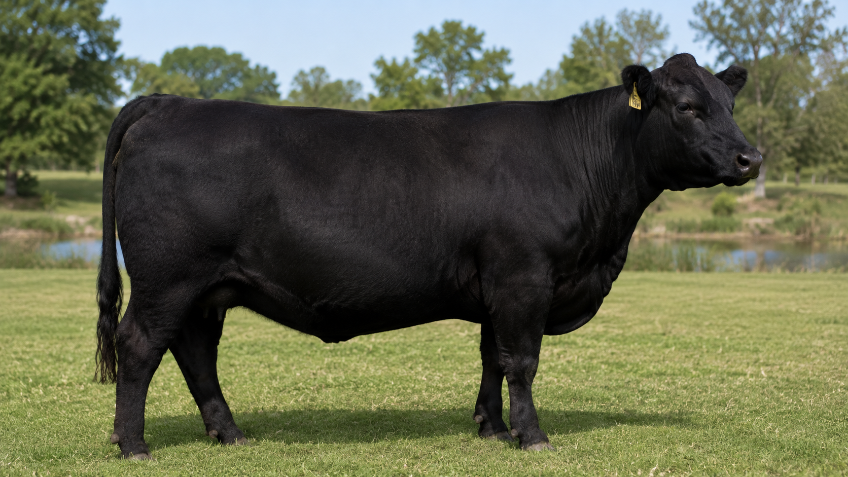 Vaca Aberdeen Angus, una de las razas de carne más reconocidas por su intenso marmoleado y jugosidad.