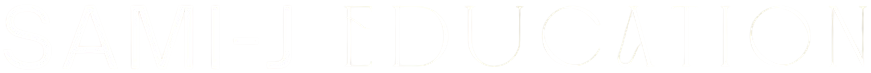 Text reading 'SAMI-J EDUCATION' on a black background.