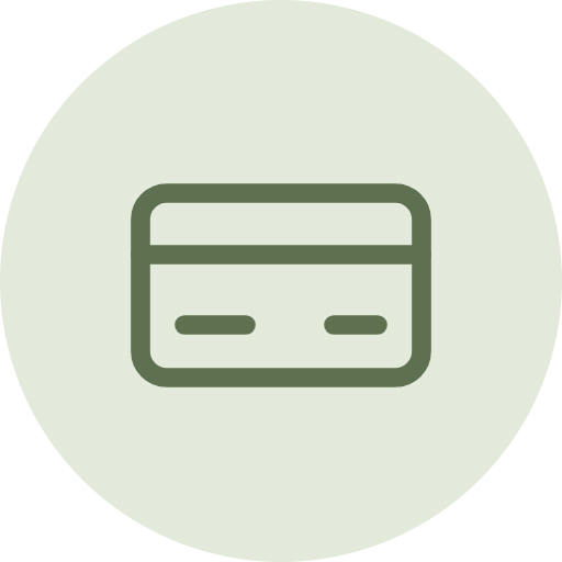 Icon of a credit card with two lines representing card details.